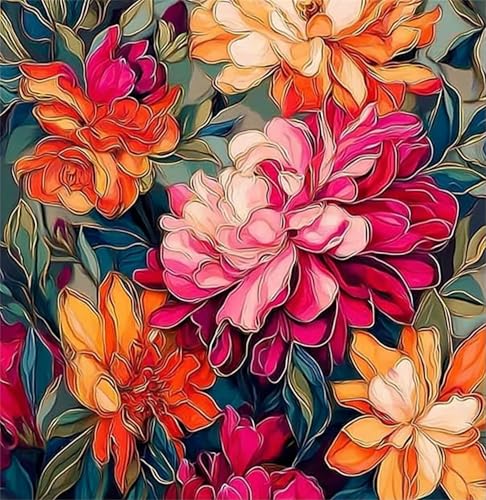 NDNXYXGS Flowers Paint by Numbers Kits for Adults,Peony DIY Painting Kit on Canvas,Floral Color by Numbers,Large Adult Paint by Number for Wall Decor and Gifts (Flower) - color: flower