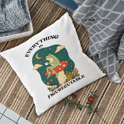 Everything is Figureoutable Inspirational Throw Pillow Cover 18x18 - color: Everything is Figureoutable