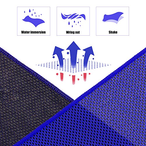 Cooling Towel (Pack of 20, 40"x12") with Pouches for Sports - color: 10grey10darkblue
