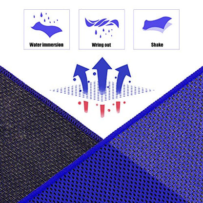 Cooling Towel (Pack of 20, 40"x12") with Pouches for Sports - color: 10grey10darkblue
