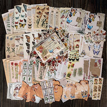 EWPJDK 200 PCS Vintage Scrapbook Supplies for Junk Journal | DIY Paper Stickers Ephemera Pack for Art Journaling, Bullet Craft, Collage, Aesthetic Gift