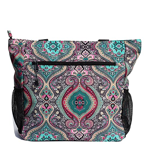 ESVAN Original Floral Water Resistant Large Tote Bag Shoulder Bag for Gym Beach Travel Daily Bags Upgraded - color: [R] Pattern