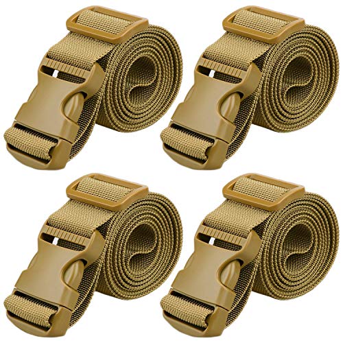 MAGARROW 65" 1.5" Utility Straps with Buckle Adjustable, 4-Pack (Tan (4-PCS)) - color: Tan, size: 1.5 in x 5.4 ft
