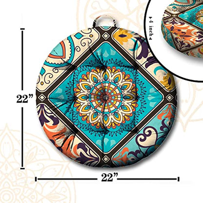 Velvet Meditation Cushion, Boho Floor Pillow, 22'' X 22'' - color: 03.mandala Meditation Cushion-2, size: 22x22 inch round