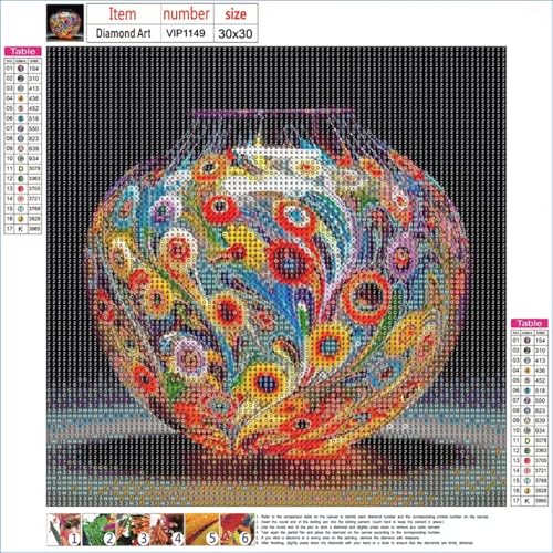5D DIY Diamond Painting Kits,Round Vase Drill Diamond Art Kits for Adults Beginner, Perfect for Home Wall Decor and Gift - style: Art Deco