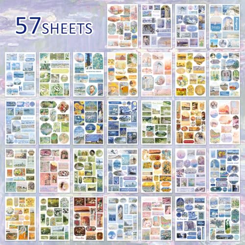 Vintage Oil Painting Scrapbook Sticker, Journaling Supplies for Junk Journal, 500+ Scrapbooking Washi Stickers & 25 Ephemera Papers Art Scrapbook Supplies for Adults Teens Women Girls Junk Journal - style: Oil painting Style