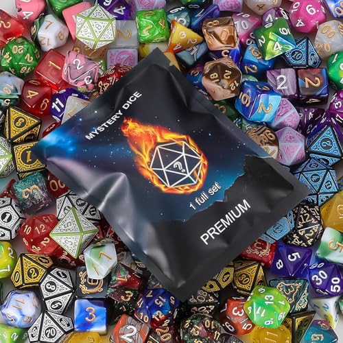 QMAY Mystery Dice Set – 7 Pcs Acrylic Polyhedral Dice + 1 Pcs Velvet Bag - style: 1 bag Mystery Dice