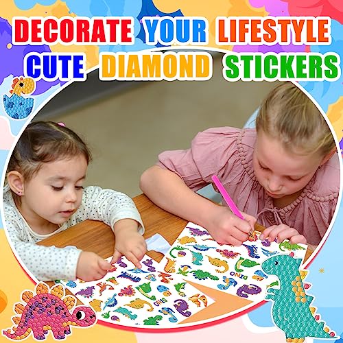 Labeol Diamond Art Kits for Kids Boys and Girls Ages 6-8-10-12 Easy to DIY Creative Diamond Art Sticker Craft by Numbers Kits for Kids and Adult Beginners (New Dinosaurs) - style: New dinosaurs