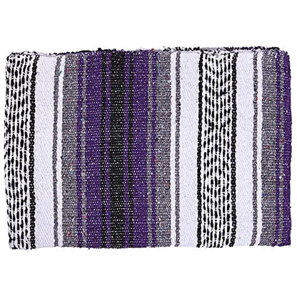 dwc Authentic Mexican Purple-Grey Blanket -Yoga Matt - Falsa - Serape - Camping, Picnic, Beach Blanket, Bedding, Car Blanket, Saddle Blanket, Soft Woven Home Decor (Purple-Grey Color)