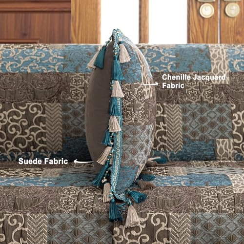 Loom and Mill Blue Patchwork Throw Pillow Cover 20 x 20 Inches 1 Piece - color: Blue