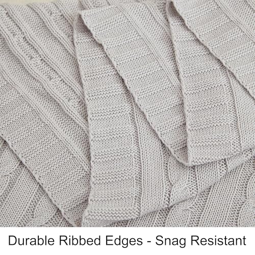 NTBAY Cotton Cable Knit Throw Blanket, 51 x 67, Silver Grey - color: Silver Grey, size: Throw(51"x67")