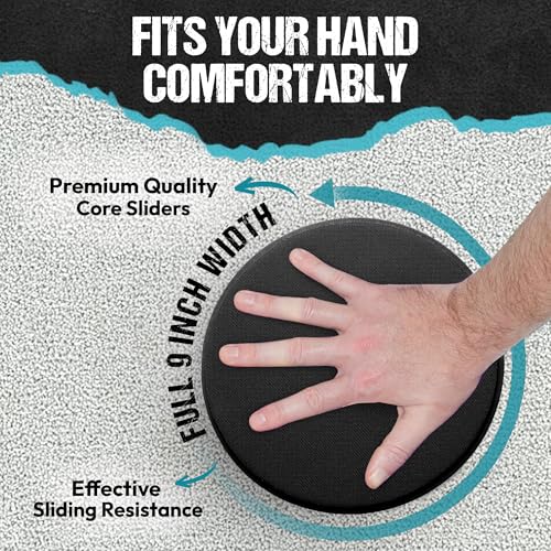 Gliding 9” Sliders for Working Out on Any Floor, 1 Pair + 4 Videos - color: Black