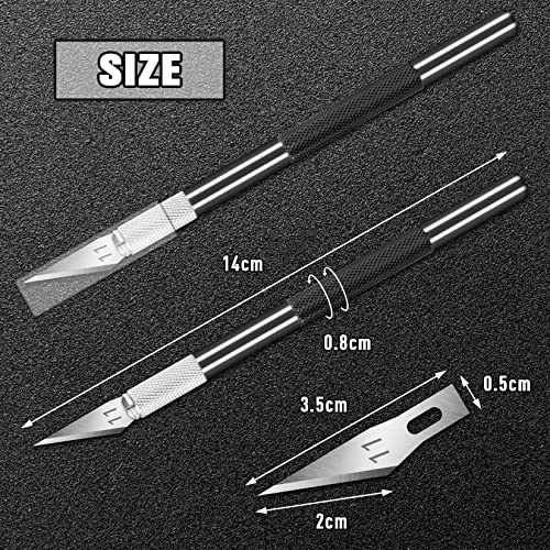 DIYSELF 2 Pack Exacto Knife Set, Aluminum Craft Knife with 20#11 Blades | Secure-Grip Hobby Knife for Paper Art and Leather, Quick-Change Exacto Knives for Models, Stencils, Engraving and DIY Crafts - color: Black