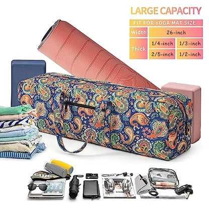 Boulder Bee | Yoga Mat Bag | Large Yoga Mat Carrier with Wet Pocket | Yoga Gifts | Gym Tote Bag for Women - color: Green