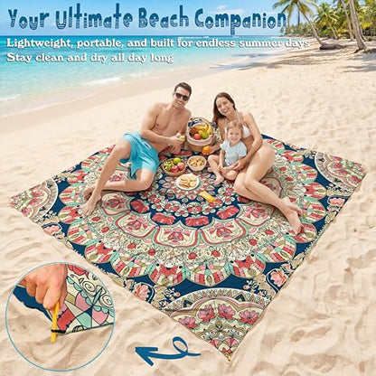 Aroveea Beach Blanket Waterproof Sandproof 78''X81''/10'X9' Oversized Mat - color: Mandala5, size: 78''x81''