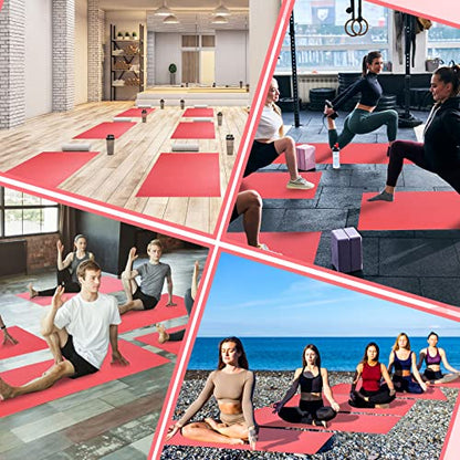 Amylove 12 Pieces Yoga Mats Bulk 68x24x0.12 Inch Exercise Non Slip Fitness Workout Mats for Women Men Home Workout Gym Yoga - color: Pink