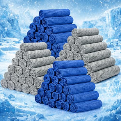 Tisancy 120 Pcs Cooling Towels Bulk for Neck and Face, 39" x 12" Microfiber Ice Towel Wet Rags for Sport, Yoga, Gym, Soccer, Workout, Camping and Outdoor Activities