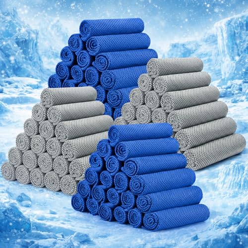 Tisancy 120 Pcs Cooling Towels Bulk for Neck and Face, 39" x 12" Microfiber Ice Towel Wet Rags for Sport, Yoga, Gym, Soccer, Workout, Camping and Outdoor Activities