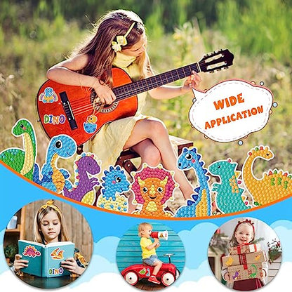 Labeol Diamond Art Kits for Kids Boys and Girls Ages 6-8-10-12 Easy to DIY Creative Diamond Art Sticker Craft by Numbers Kits for Kids and Adult Beginners (New Dinosaurs) - style: New dinosaurs
