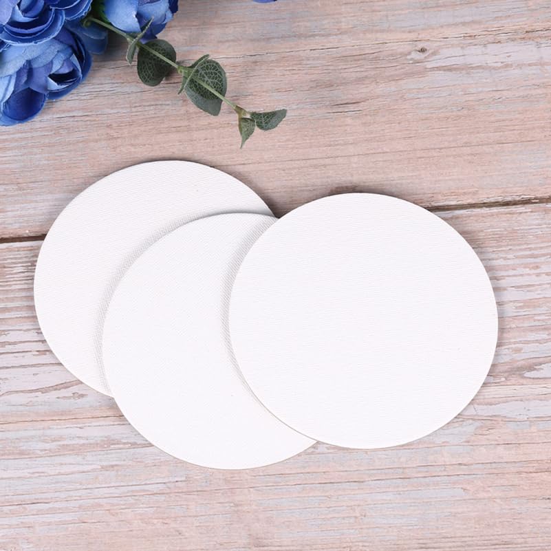 Toddmomy 8 Pack Round Blank Canvas Boards 3.93 Inch Cotton Canvas Panels for Oil Painting Acrylic Painting Watercolor Artist Boards for Kids DIY Crafts