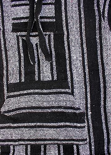 Del Mex Mexican Baja Hoodie Hippie Surf Poncho Sweater Sweatshirt Pullover Jerga - color: Black/White, size: Large