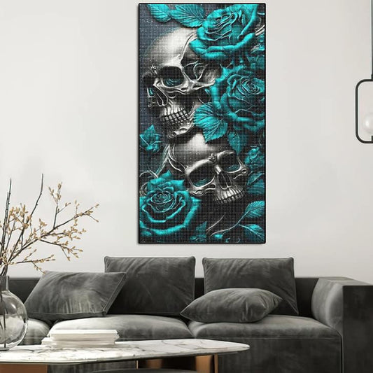 KUFWKEY Large Size Gothic Rose Diamond Art Kits for Adults,DIY Skull Diamond Painting Kits,Full Drill Diamond Mosaic Gem Art,Diamond Dots Kits for Adults,Halloween Decor 16x32Inch - color: AM808SKULL