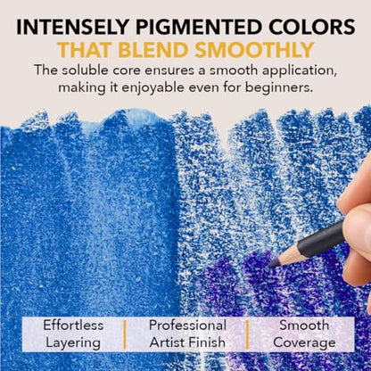 Castle Art Supplies 72 Watercolor Pencils for Adults - With Tin Case | Vibrant pigments for blending, drawing, and painting - professional-grade quality - beautifully presented in a tin case