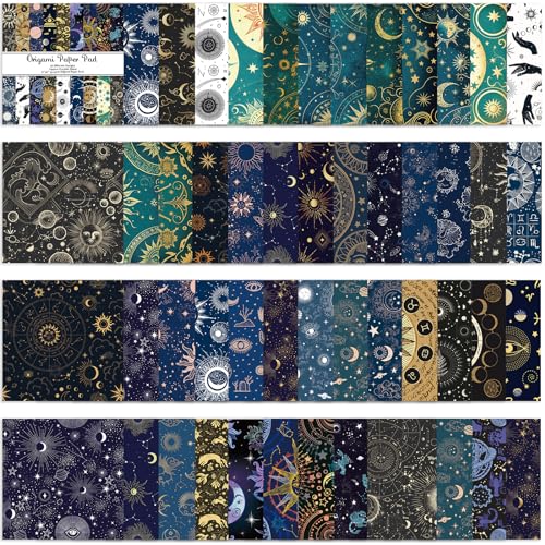 Origami Paper 50 Sheets, 6-Inch Square Double Sided Colored Craft Paper | 70GSM colorful paper,50 Vivid Pattern Origami Kit,DIY Hand Crafts,Arts Creativity,Easy to Fold,No-Fading.Constellation - color: 50 sheets-constellation