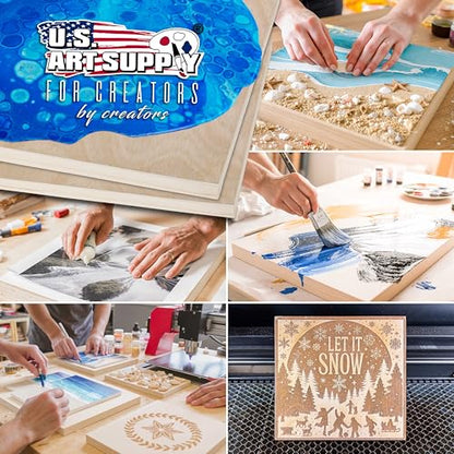U.S. Art Supply 9" x 12" Unfinished Cradled Wood Panels for Painting, Gallery 1-1/2" Deep (4 Pack) - Artist Depth Birch Wooden Wall Canvases - Mixed-Media Craft, Acrylic, Oil, Encaustic, Paint Pouring - style: 9 Inch x 12 Inch