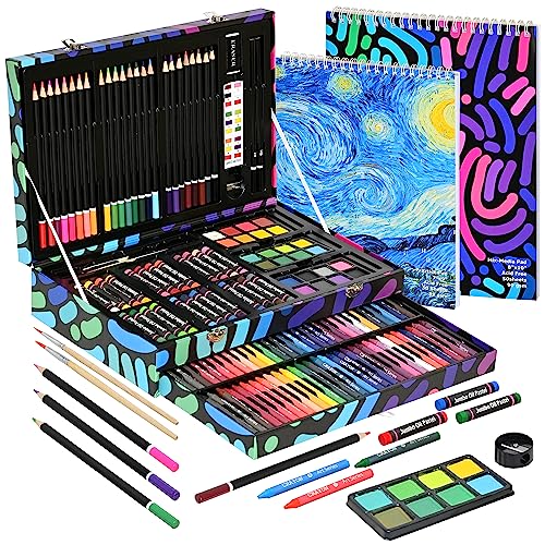 Coloring Art Set，147pc Art Drawing Supplies,Painting Coloring Kit,Portable Crafts Supplies for Kids,Adult,Teens，As Gift for Girls Ages 7 8 9 10 11 12 and up(147 Pieces)