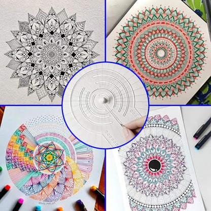 30cm Mandala Ruler Tool with Holes, Mandala Dot Art Circle Maker, Compass Protractor Straight Dotting Ruler for Dot Art Geometric Mandala Pattern Design