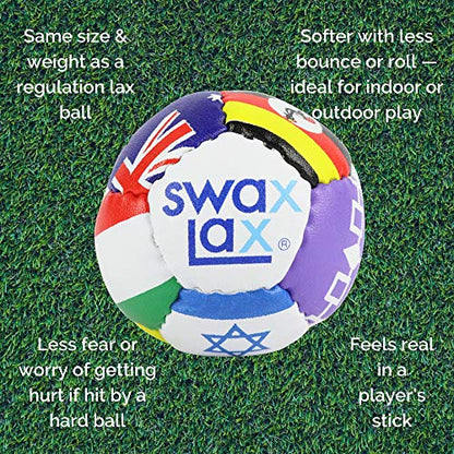 SWAX LAX Lacrosse Training Ball - Indoor Outdoor Practice Less Bounce & Rebounds - color: Flags