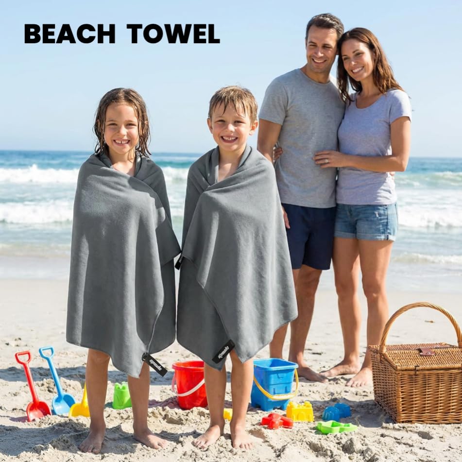 EPAuto 2-Pack Microfiber Quick Dry Travel Towel Set, Gray - color: Grey