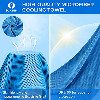 Sukeen 4 Pack Cooling Towels (40"x 12"), Cooling Neck Wraps, Soft Ice Towel - color: Dark Blue/Grey/Green/Blue