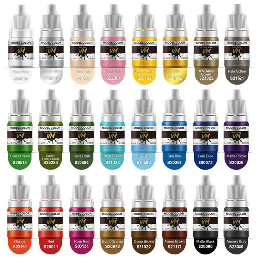 VM Game Colors Miniature Paint Set,Acrylic Paint Kit for 3D Figures,Crafts | 5ml x24 Bottles Water-based Model Paint ,Plastic Model Painting for Figurines Scale Model, Plastic/Metal/Resin/ Models - color: 24 Color Game Colors