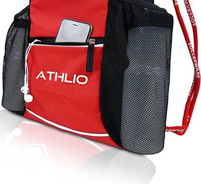 Soccerware Legendary Drawstring Gym Bag - Waterproof | For Sports & Workout Gear | XL Capacity | Heavy-Duty Sackpack Backpack - color: Red