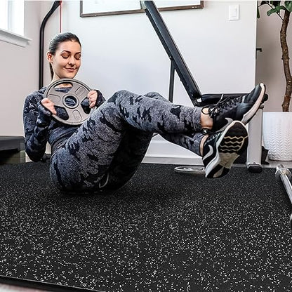 SUPERJARE 0.4'' Thick 6 Pcs 24 Sq Ft Rubber Top Exercise Equipment Mats, High Density EVA Foam Mats with Rubber Top, Interlocking Gym Flooring for Home Gym, Protective Workout Mat, Black/Grey - size: 6 Tiles (24 Sq Ft)