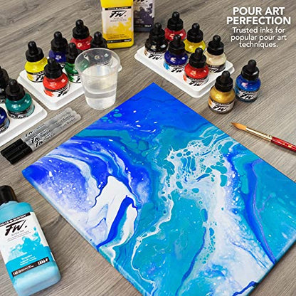 Daler-Rowney FW Acrylic Ink Bottle Black - Versatile Acrylic Drawing Ink for Artists and Students - Permanent Calligraphy Ink - Archival Ink for Illustrating and More (Pack of 2) - size: 6.1 fl oz (Pack of 2)