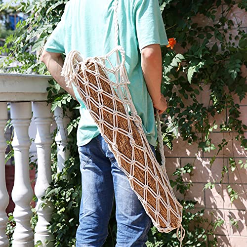 Macrame Yoga Mat Carrier Bag, Suitable for most Yoga Mats - color: beige