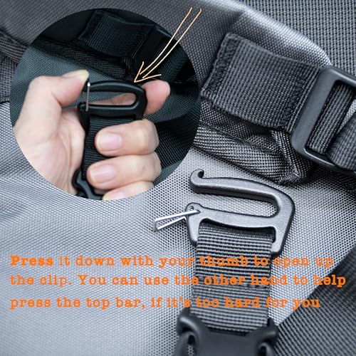 33” Long Tactical Backpack Straps with Quick Release Buckle, Heavy Duty Adjustable Attachment Straps, Tightening & Add On Belt for Sleeping Bag, Tent, for Hiking, Cycling – 2 Pack Black