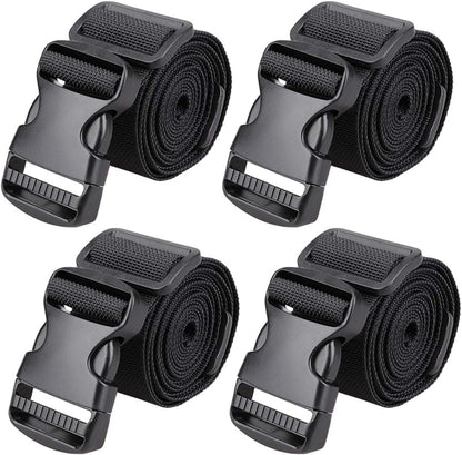 MAGARROW 1.5" Utility Luggage Straps with Buckle Adjustable, 4-Pack (Black, 1.5 in x 3.2 ft) - color: Black, size: 1.5 in x 3.2 ft