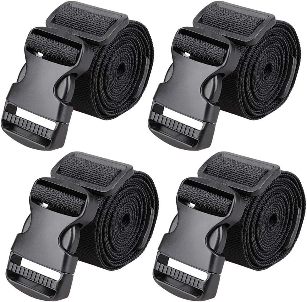 MAGARROW 1.5" Utility Luggage Straps with Buckle Adjustable, 4-Pack (Black, 1.5 in x 8 ft) - color: Black, size: 1.5 in x 8 ft