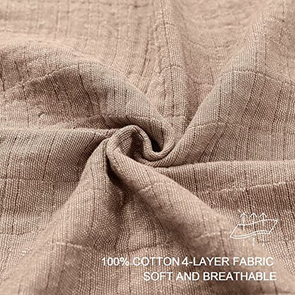 SE SOFTEXLY Muslin Throw Blanket, 4-Layer Dyed Yarn, 50”x60”, Coffee - color: 2-coffee, size: Throw-50" x 60"