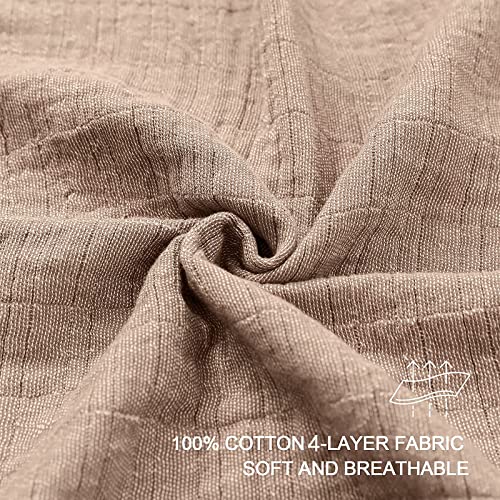 SE SOFTEXLY Muslin Throw Blanket, 4-Layer Dyed Yarn, 80”x90”, Coffee - color: 2-coffee, size: Full/Queen-80" x 90"