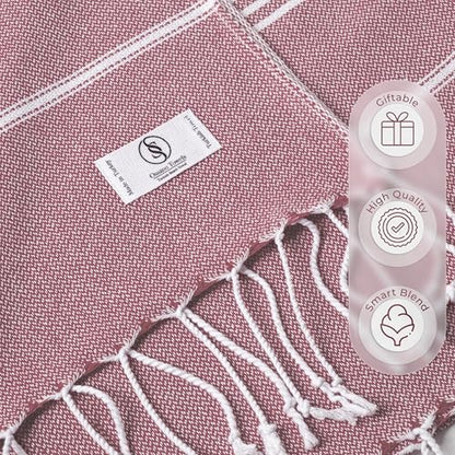 Ossano Turkish Beach Towel Soft & Luxury Extra Large (39" x 71") - Quick Dry, Versatile and Functional as Travel, Outdoor and Picnic Blanket, Yoga, Pool and Bath Towel - Magenta - color: Magenta