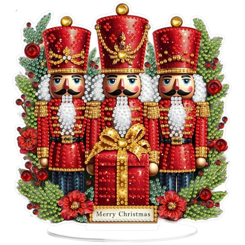 Christmas Diamond Art Kits for Adults,Nutcracker Soldiers Diamond Painting | Double Sided Christmas Pearl Art Kits for Adults,DIY Special Shaped Crystal Winter Desktop Decoration (7.8×7.8 In) - color: DP04714
