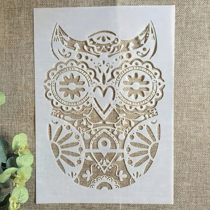TIAMECH A4 Reusable Mandala Owl Stencil for Painting | Cute Owl Layering Template, DIY Wall Art, Wood Furniture, Scrapbook & Crafts (8.3x11.7inch) - style: Mandala Owl