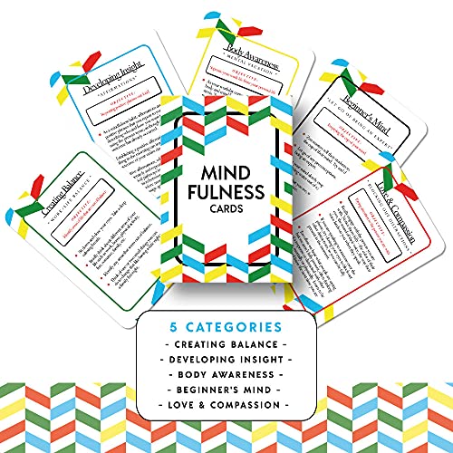 Allura & Arcia 52 Mindfulness Cards - Stress Less, Mindful Meditation, Gratitude, Kindness, Self Care & Relaxation (Pack of 2) - size: 4 x 5 x 0.75 inches (Pack of 2)
