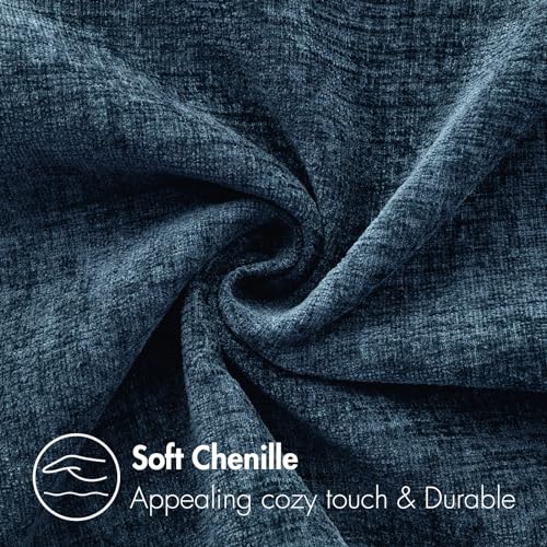 MIULEE Soft Chenille Throw Pillow Covers Blue 16x16 Inch Pack of 2 | Modern Coastal Home Decor, Classic Decorative Pillows, Solid Dyed Cases, Boho Couch Cushion Covers for Sofa Bed Living Room - color: Blue, size: 16" x 16" (Pack of 2)