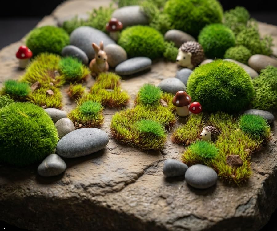 Kai Dream Miniature Static Grass and Stone Bush Clusters for Diorama, Train Landscape, Railroad Scenery, Wargaming (Spring Green) - color: Spring Green